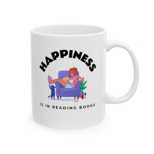 Bookish Mug: Happiness is in Reading Books | Ceramic Mug 11oz