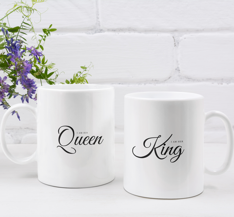 Couple's Mugs: Queen and King | 2 x Ceramic Mug 11oz per Set