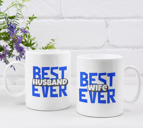 Couple's Mugs: Best Husband Ever Best Wife Ever | 2 x Ceramic Mug 11oz per Set