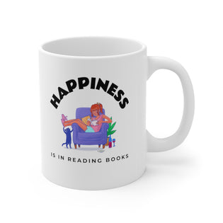 Bookish Mug: Happiness is in Reading Books | Ceramic Mug 11oz