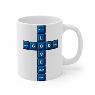 A Mug of Faith: Love God (Computer Keys Theme) | Ceramic Mug 11oz